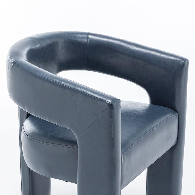 SEYNAR Modern Glam PU Leather Upholstered Dining Chair, Open-Back Accent Chair Set of 2