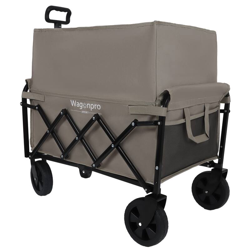 Expandable Dual-Layer Utility Wagon with 100% Extra Space - Grocery Cart for Camping, Shopping, Sports, Gardening, Fishing