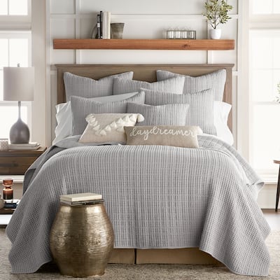 Mills Waffle Grey Full/Queen Quilt Set - Levtex Home
