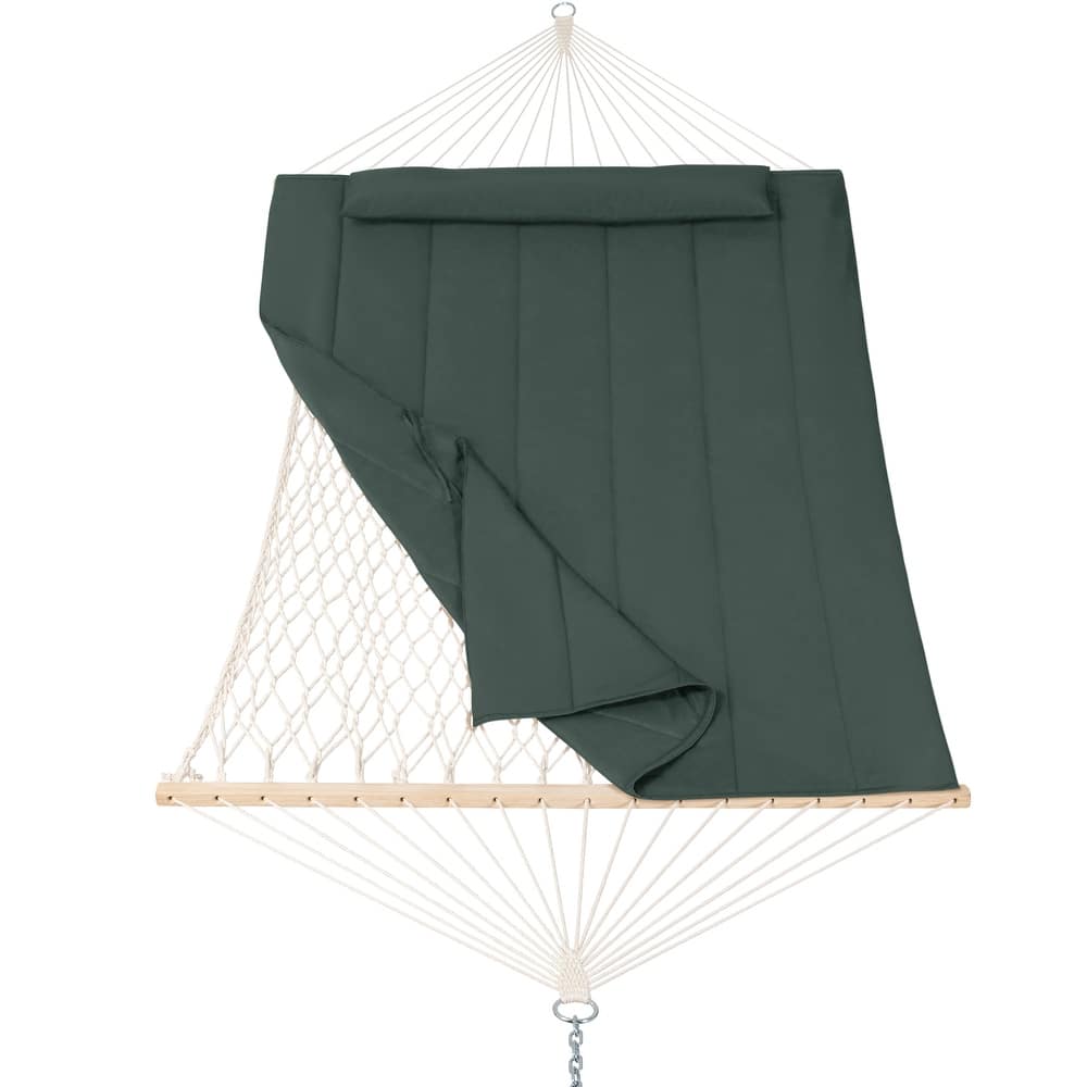 Durable 2 Person Rope Hammock with Polyester Quilted Pad and Pillow - 76*52