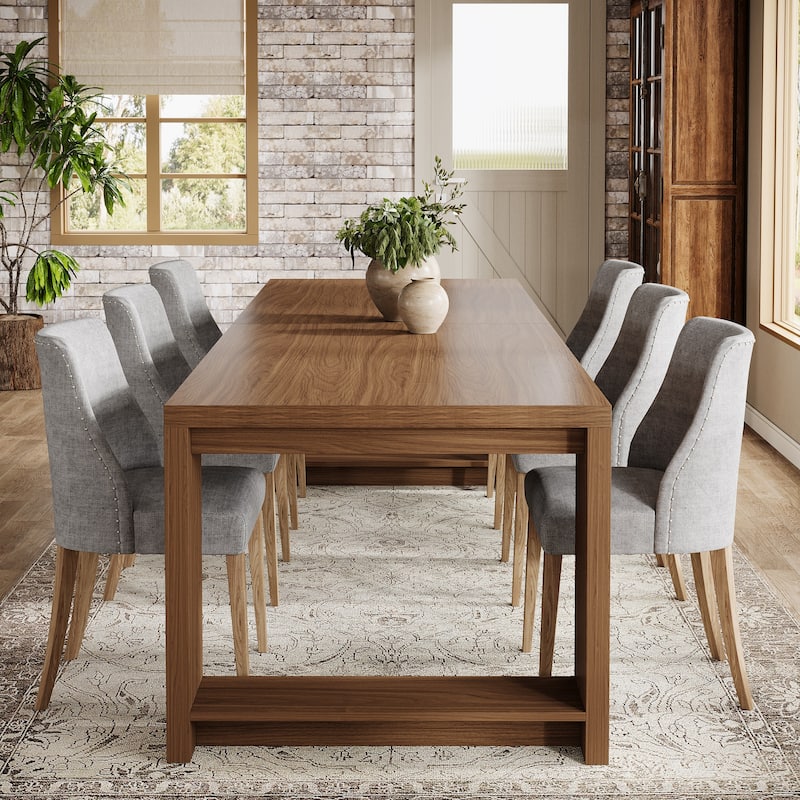 86.61 Inch Extra Long Wood Dining Table Kitchen Table for 6-8
