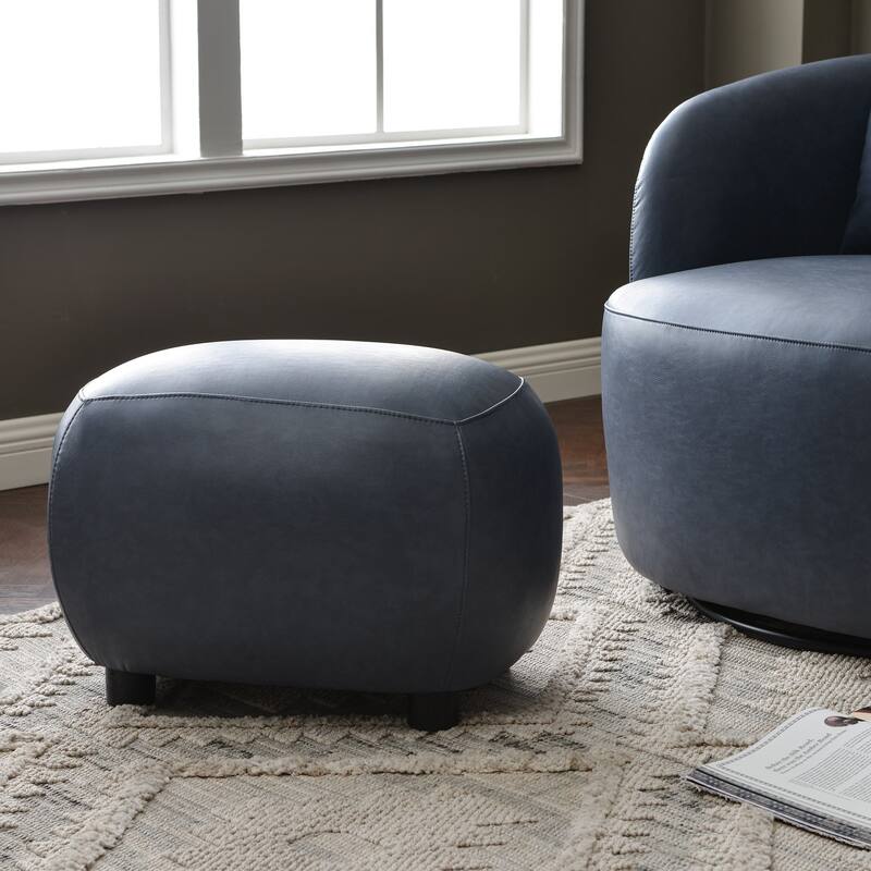 KINWELL 23" Wide Faux Leather Upholstered Ottoman Footrest, PU Entryway Footstool