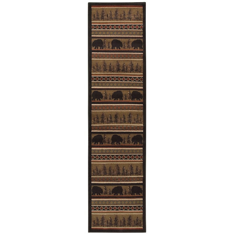 Style Haven Hearthstone Lodge Black/ Beige Area Rug - 1' 10" x 7' 6" - Runner