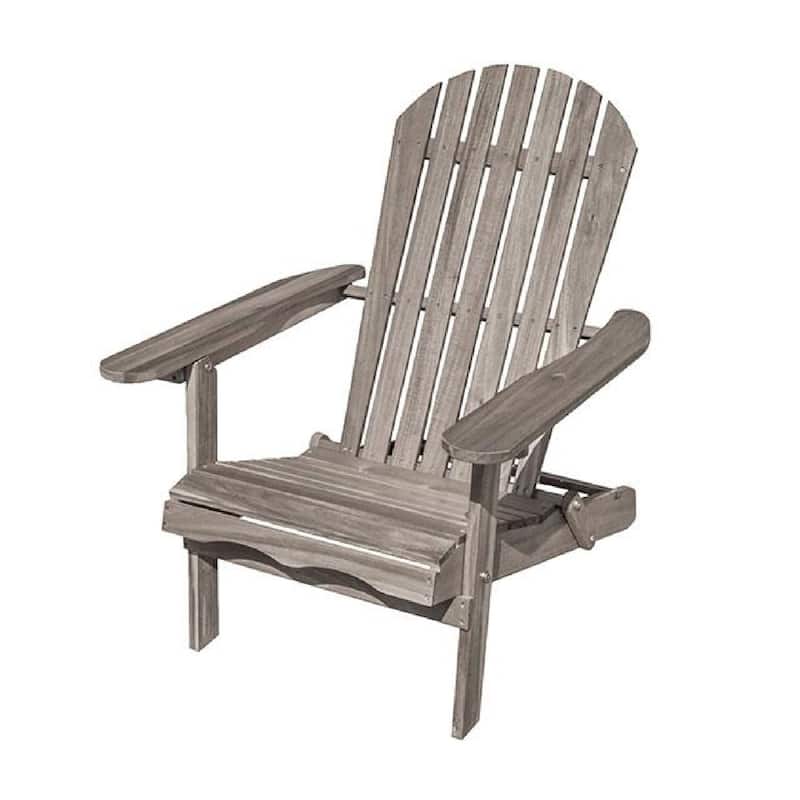 Geli Outdoor Adirondack Chair, Slatted Back, Gray Eucalyptus Wood