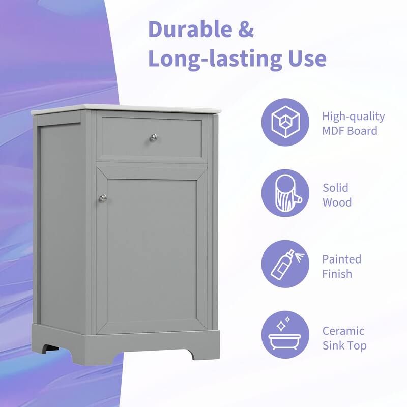 20" Bathroom Vanity with Sink, Bathroom Cabinet with Soft Closing Door, Storage Rack and Adjustable Shelve