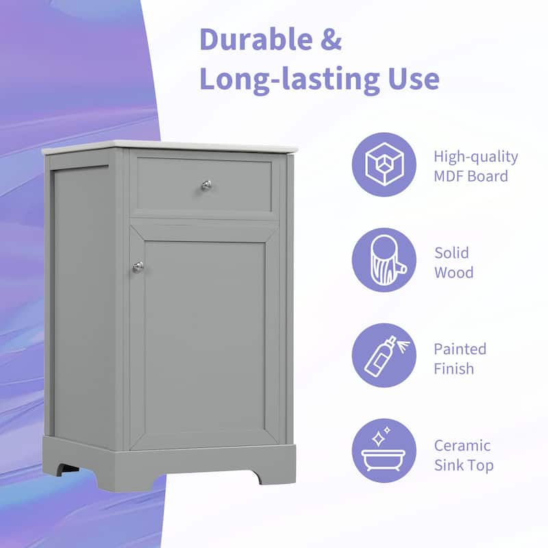 20" Bathroom Vanity with Sink, Bathroom Cabinet with Soft Closing Door