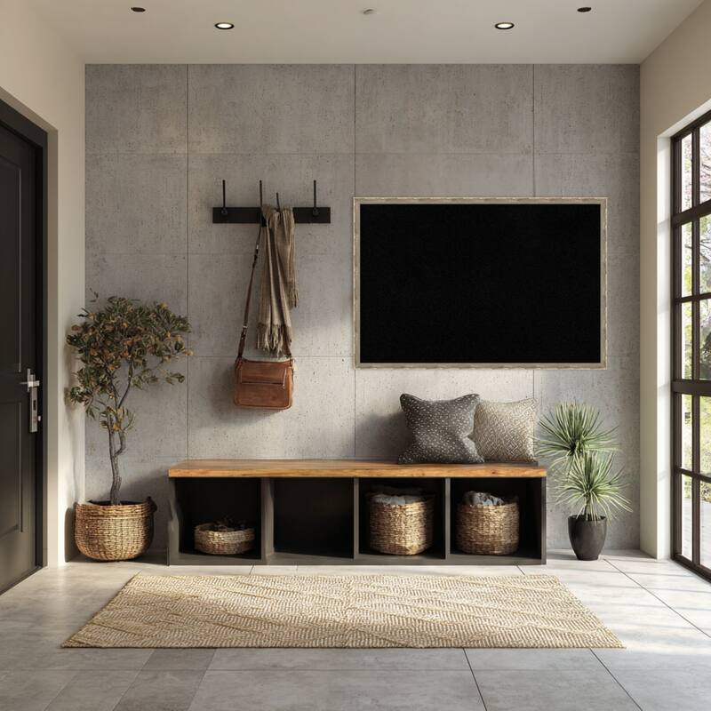 Mila Dark Silver Wood Framed Cork Board - Bulletin Board, Organization Board, Pin Board