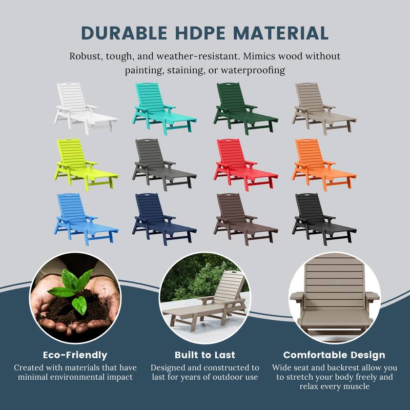 Laguna Hdpe All Weather Outdoor Patio Pool Reclining Chaise Lounge