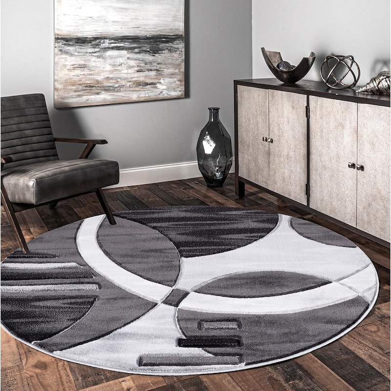 Orelsi Grey/Black Polyester Area Rug