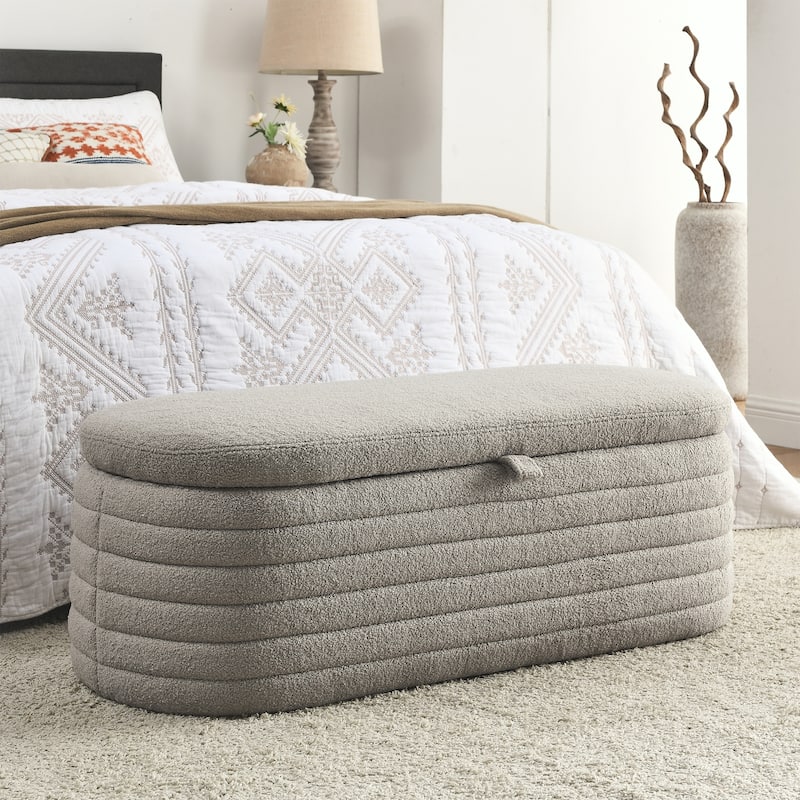 Length 45.5 inchesStorage Ottoman Bench with Safety Hinge