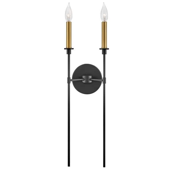 slide 2 of 2, Lark 83072 Hux 2 Light 24" Tall Wall Sconce Black