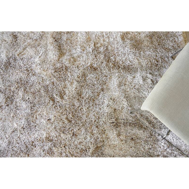 Exquisite Rugs Sumo Shag Handmade Handloomed Polyester/Microfiber Beige Area Rug