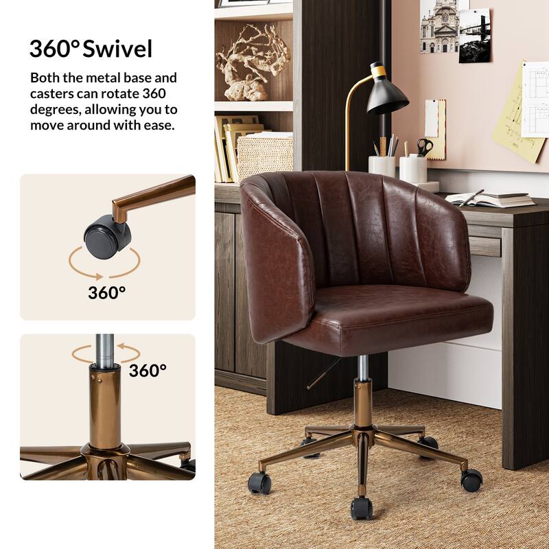 Gia Mid-century Modern Vegan Leather Ergonomic Office Chair by HULALA HOME