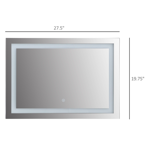 HOMCOM 28 LED Illuminated Bathroom Wall Vanity Mirror with Outline LEDs Adjustable Horizontally or Vertically Silver On Sale Bed Bath Beyond 17993200