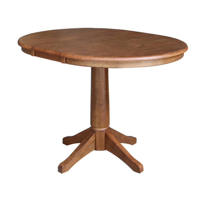 36" Round Solid Wood Extension Dining Table with 2 Dining Chairs