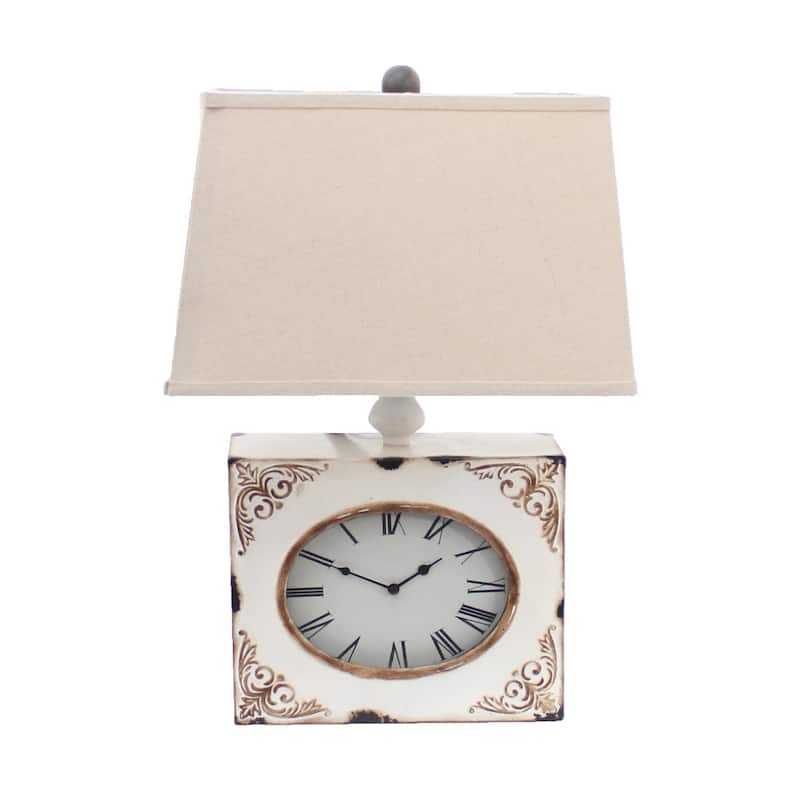 22" Metal Table Lamp with Beige Rectangular Shade and Traditional Design for Living Room or Bedroom - 22”H x 7”W x 7”D