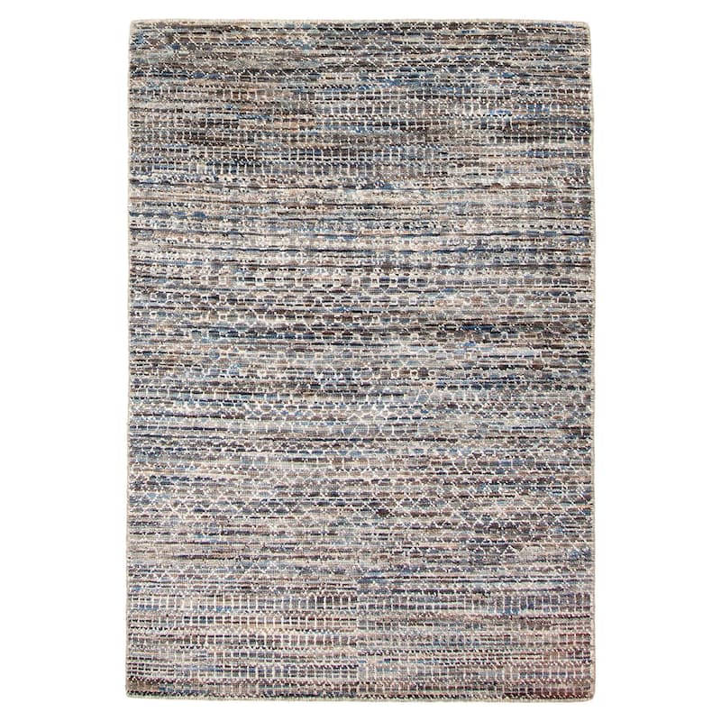 ECARPETGALLERY Hand-knotted Silk Shadow Multi Color Viscose, Wool Rug - 4'0 x 5'11 - Multi Color - 4'0 x 5'11