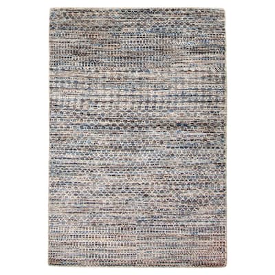 ECARPETGALLERY Hand-knotted Silk Shadow Multi Color Viscose, Wool Rug - 4'0 x 5'11