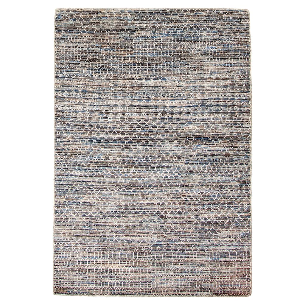 ECARPETGALLERY Hand-knotted Silk Shadow Multi Color Viscose, Wool Rug - 4'0 x 5'11