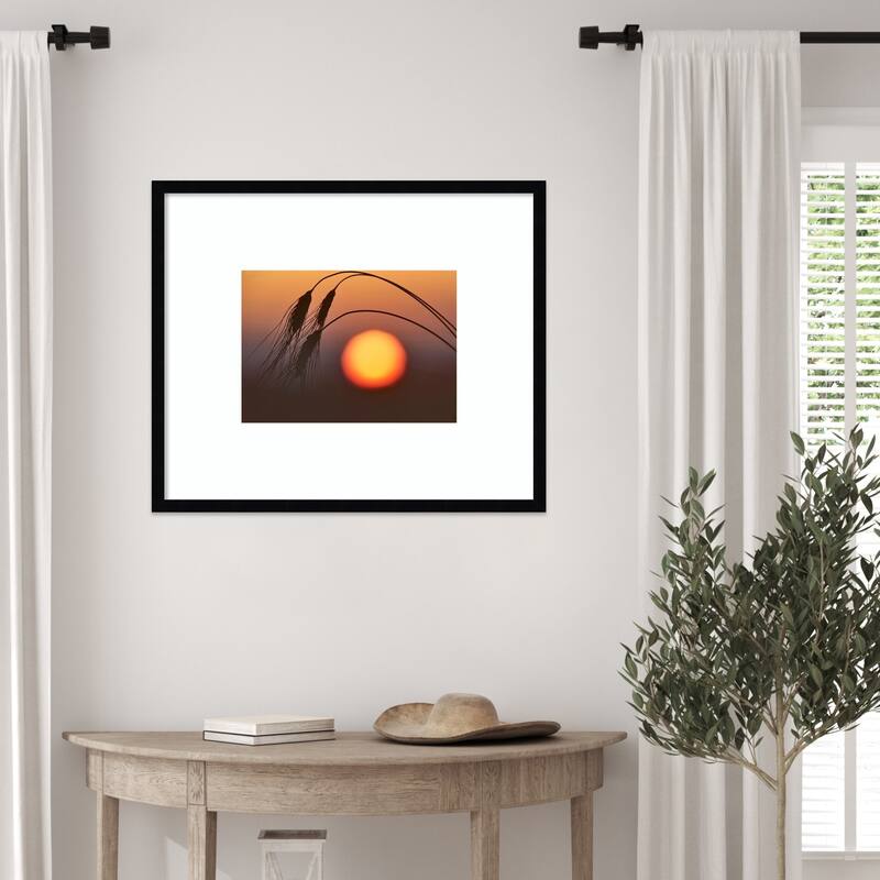 Wheat and Sunrise by Dennis Frates Wood Framed Wall Art Print