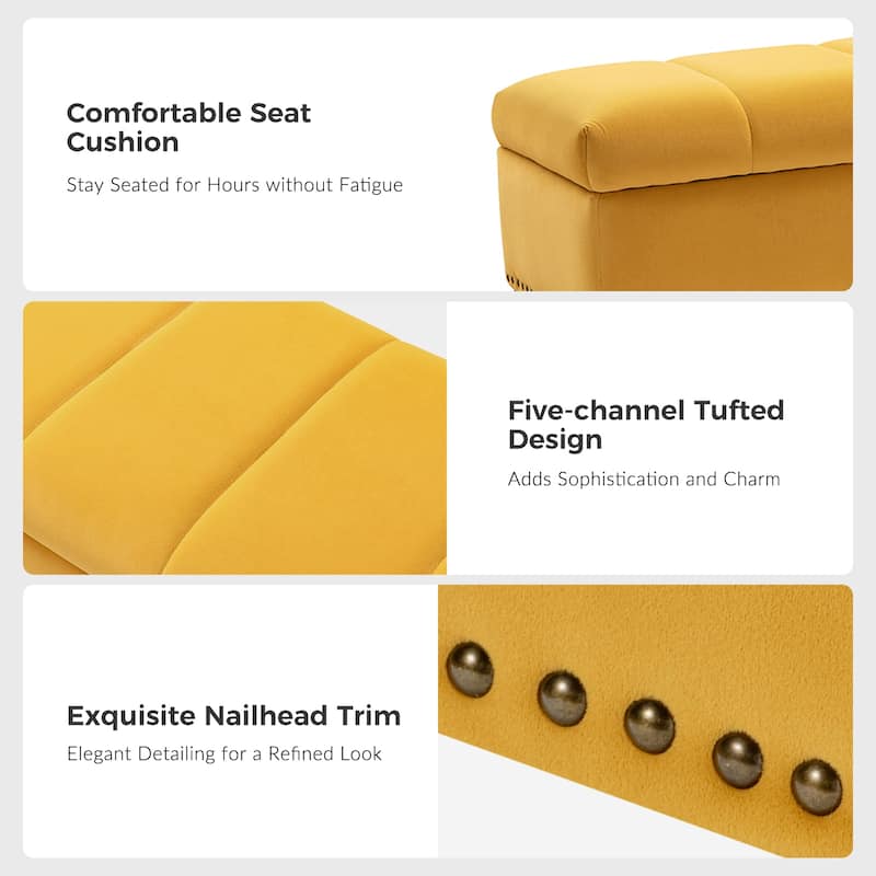 Egmont Contemporary Velvet FlipTop Storage Bench by HULALA HOME Bed