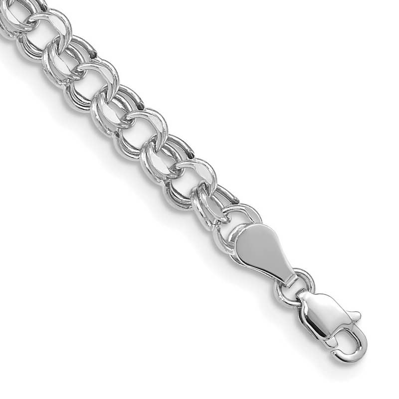 Curata 10k White Gold Lite 5mm Double Link Charm Bracelet Options: 7" 8"