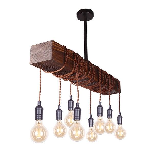 Farmhouse 8 Light Distressed Wood Beam Chandelier Overstock 19427716