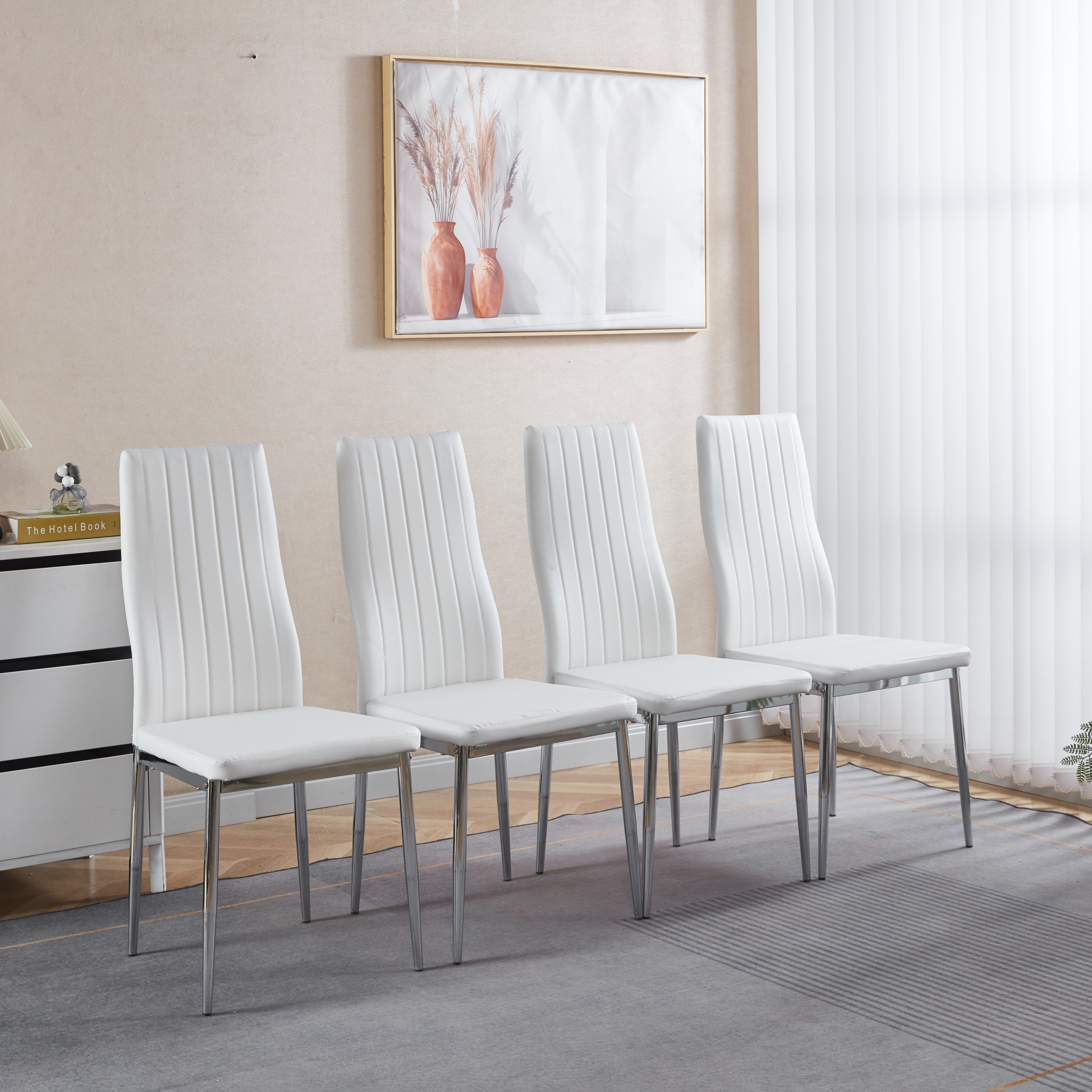 Modern Dining Chairs Set of 4 Metal Legs Contemporary Kitchen Furniture