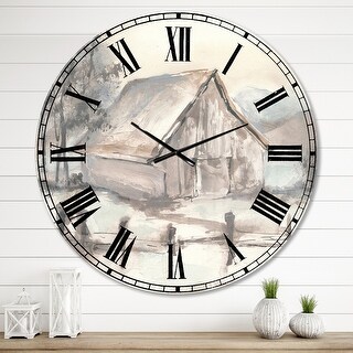 Designart 'Farmhouse Barn Grey VII' Modern Farmhouse Large Wall CLock ...