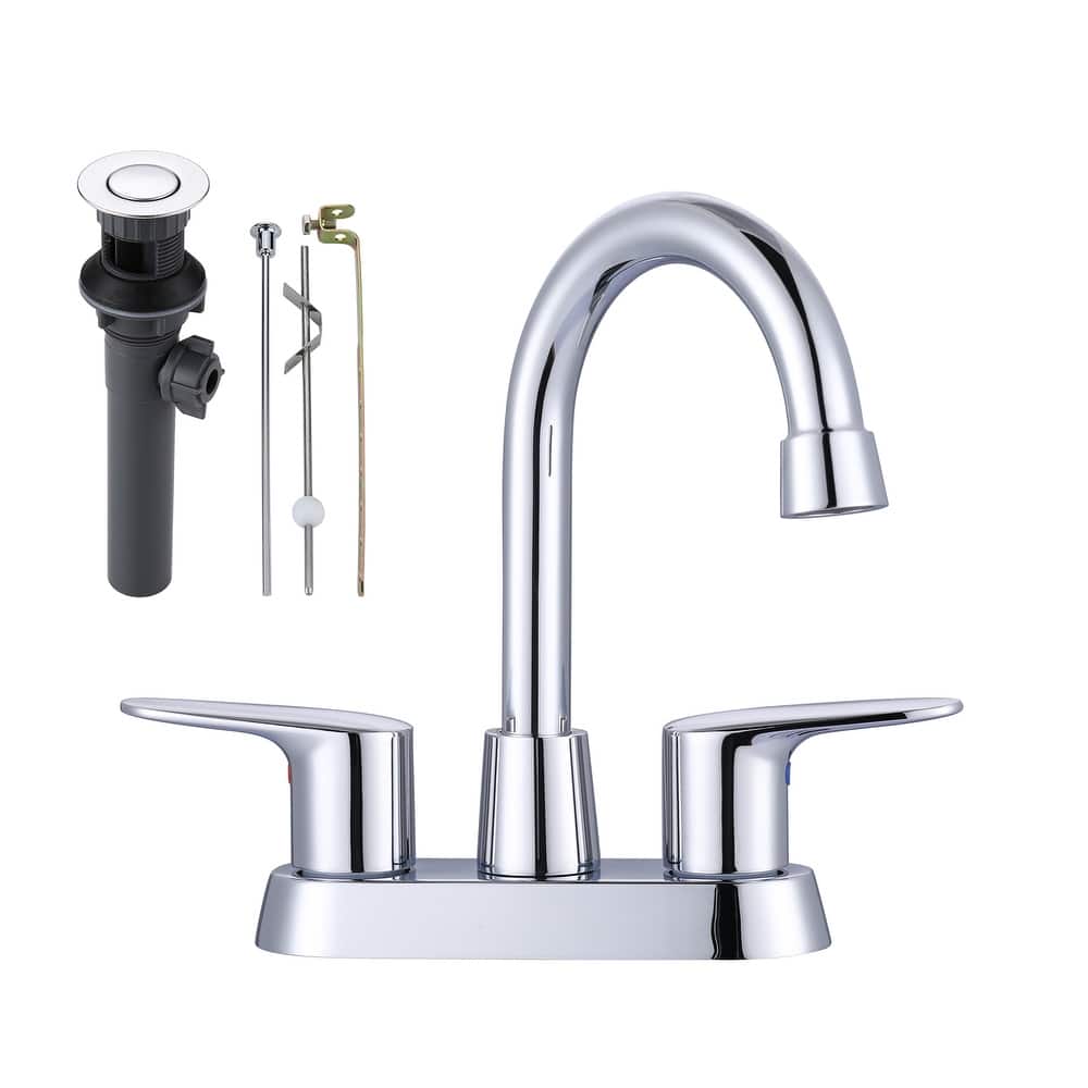 WOWOW 4 in. Centerset Double Handle High Arc Bathroom Faucet