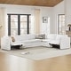 preview thumbnail 1 of 10, Cypress 141"W L-shape Power Sectional Sofa Couch with Electric Footrests Cream