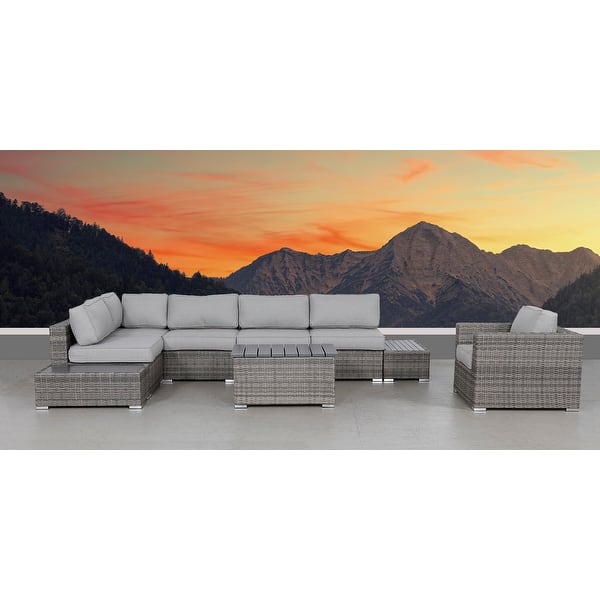 LSI 9 Piece Rattan Sectional Seating Group with Cushions Bed Bath