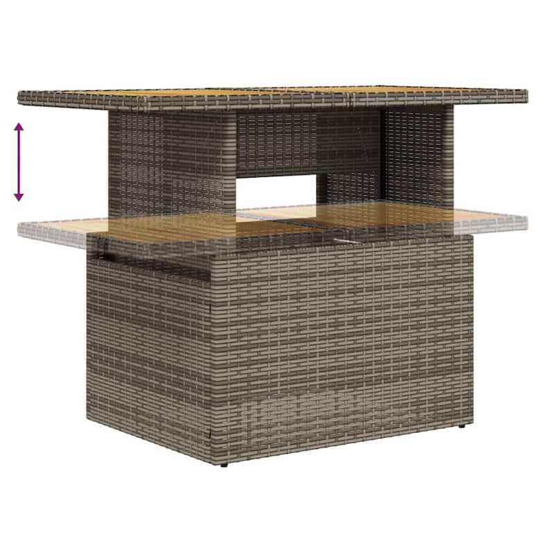 vidaXL 2 Piece Patio Sofa Set with Cushions Outdoor Poly Rattan and Acacia - 111.0 x 89.8 x 29.1