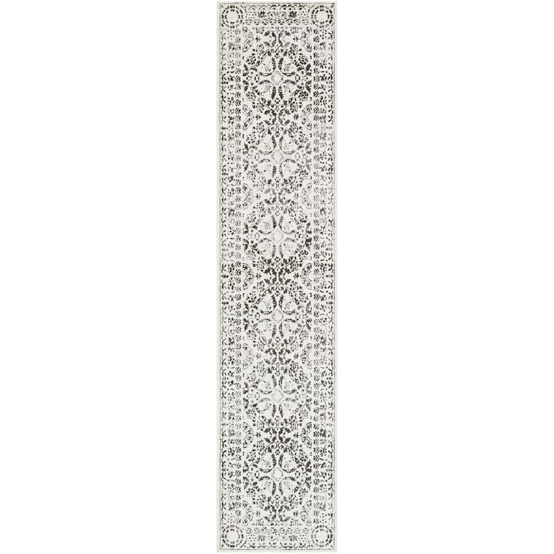Livabliss Bahar Traditional Medallion Area Rug - 2' 7" x 12' - Charcoal/Beige