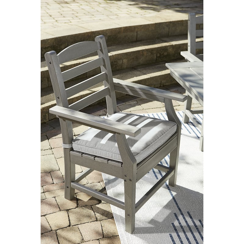 Signature Design by Ashley Visola Gray Outdoor Poly All Weather Arm Chair with Cushion, Set of 2 - 24"W x 25"D x 37"H