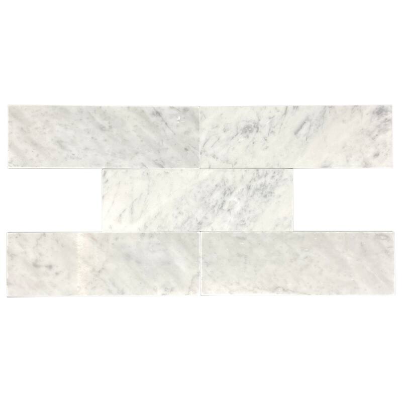 Carrara Marble 3" x 9" Honed Tile - Sample - White