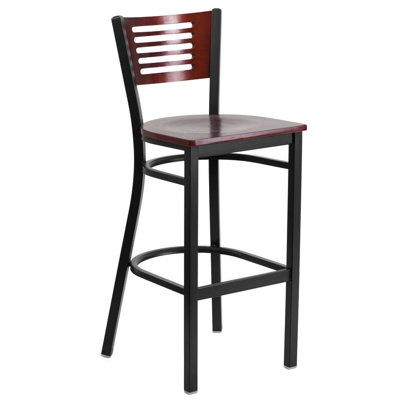 2 Pk. Hercules Series Decorative Slat Back Metal Restaurant Barstool - 19.75"W x 20"D x 43"H - 19.75"W x 20"D x 43"H