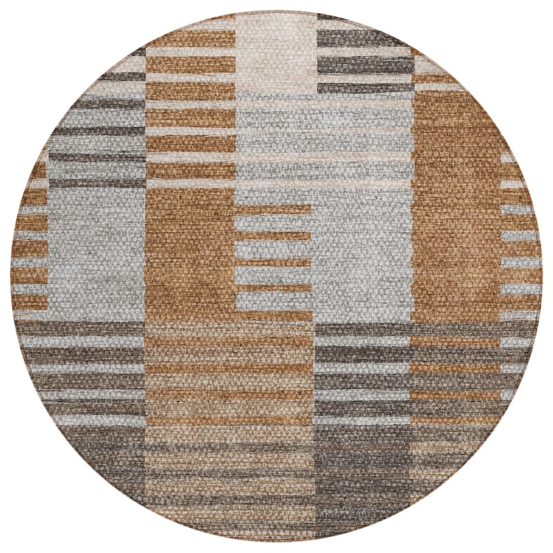 HomeRoots Striped Transitional Rectangle Outdoor Rug