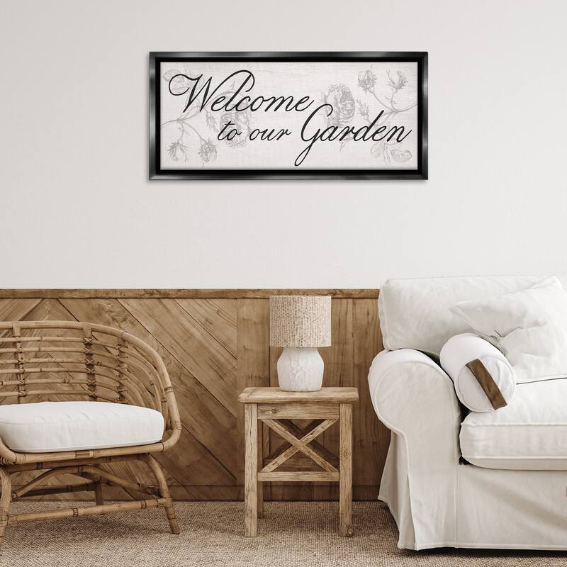 Stupell Vintage Welcome To The Garden Framed Floater Canvas Wall Art Design By Lil' Rue