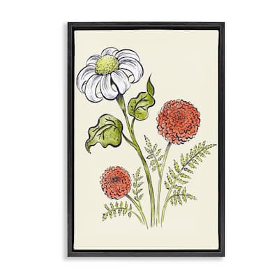 Stupell Vintage Style Garden Blossoms Framed Floater Canvas Wall Art Design By Hannah Moren