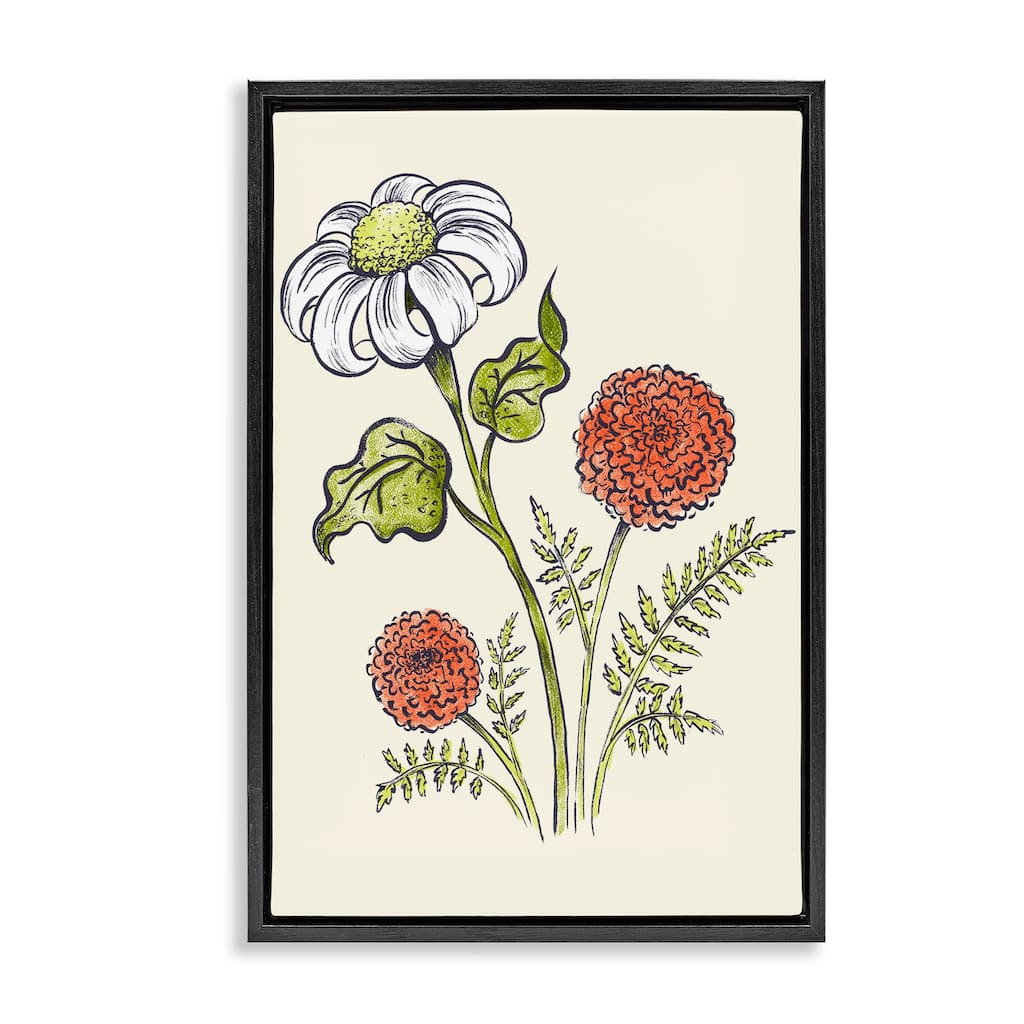 Stupell Vintage Style Garden Blossoms Framed Floater Canvas Wall Art Design By Hannah Moren