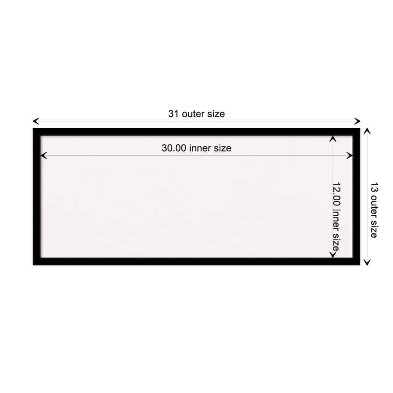 Black Gallery Deep Wood Framed White Corkboard Bulletin Board - Board Size 30x12