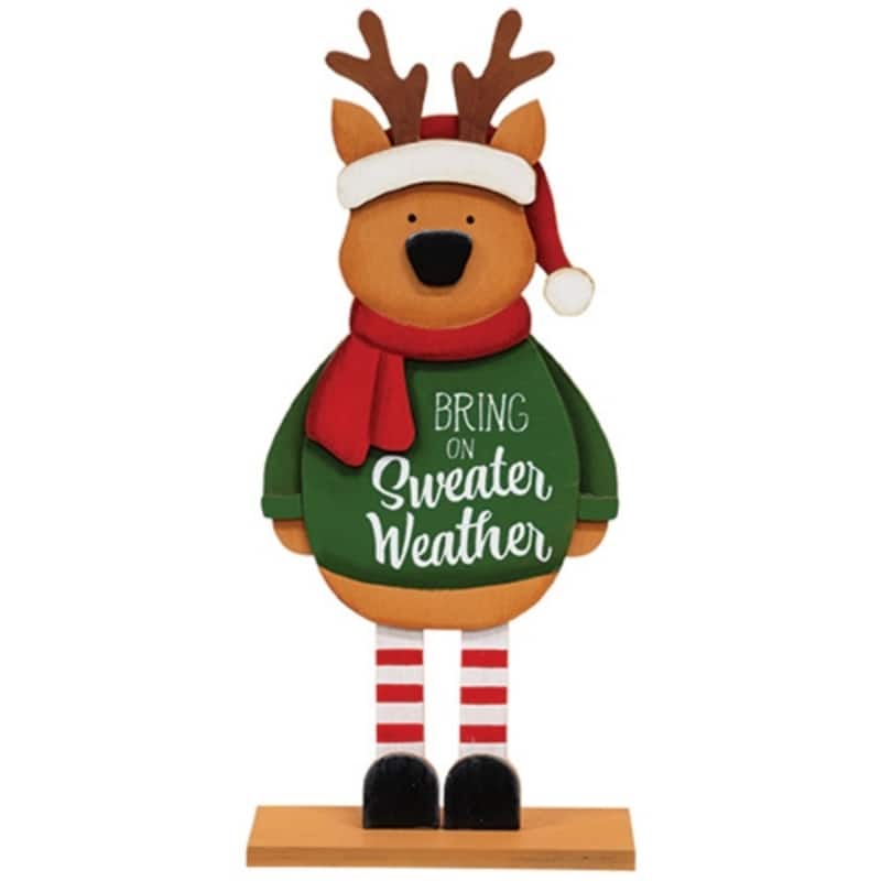 Sweater Weather Wooden Reindeer on Base Christmas Decor - 4.75" x 2" x 10.50" - Multi