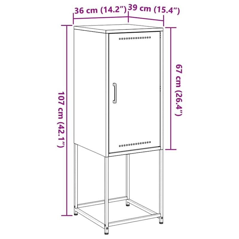 vidaXL Highboard Storage Side Cabinet Cupboard Living Room Furniture Steel - 14.2 x 14.2 x 42.1