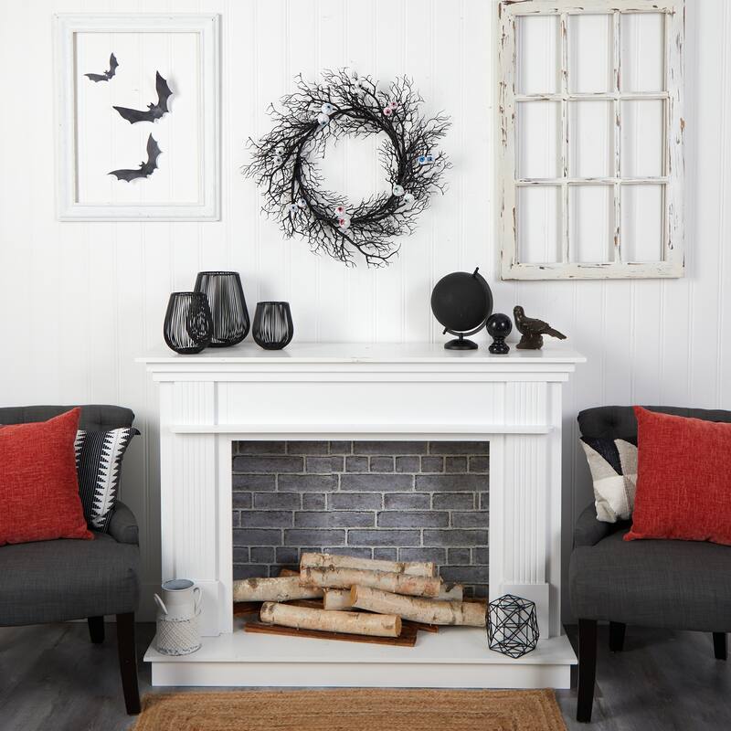 Gazing Eyeballs Halloween Twig Wreath, 30-Inch, Unlit