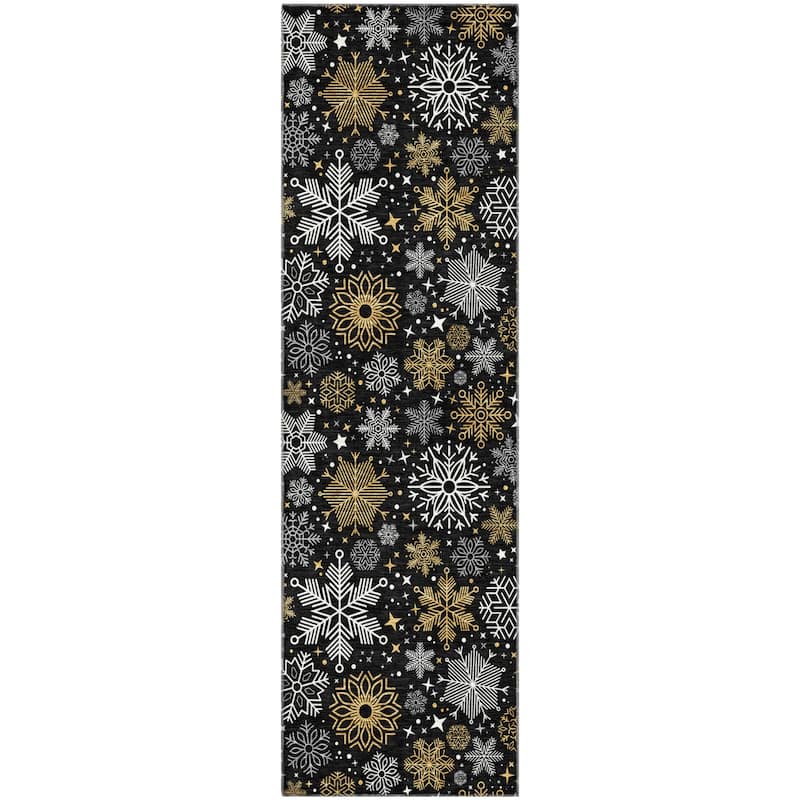 Premium Washable Super Soft Winter Snowflake Mayfield Rug