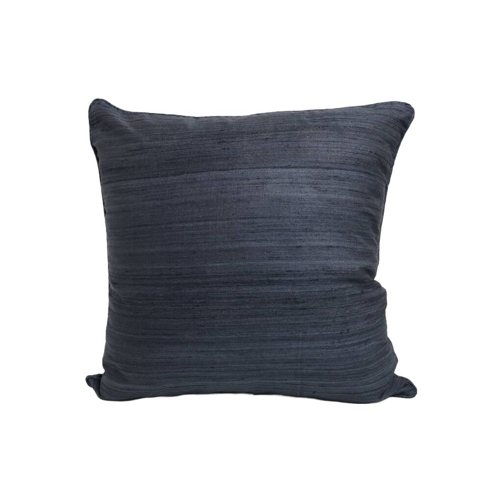 Home&Manor Raw Silk Throw Pillow 18" Dark Blue