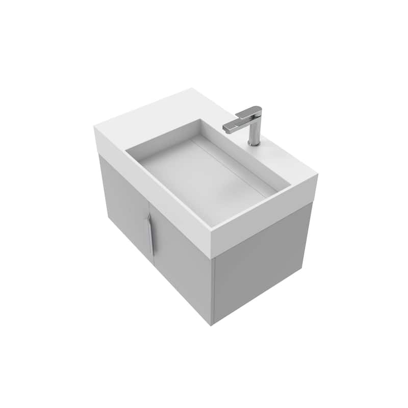 Amazon 30" Wall Mounted Bathroom Right Basin Vanity Set w/ White Top