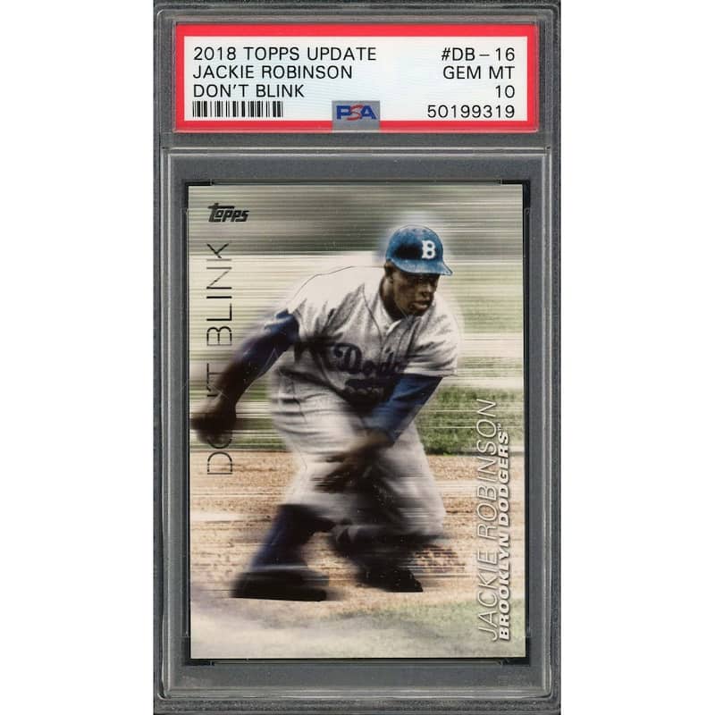 Jackie Robinson 2018 Topps Update Don't Blink Baseball Card #DB-16 Graded PSA 10 GEM MINT - 8'6" x 11'6"