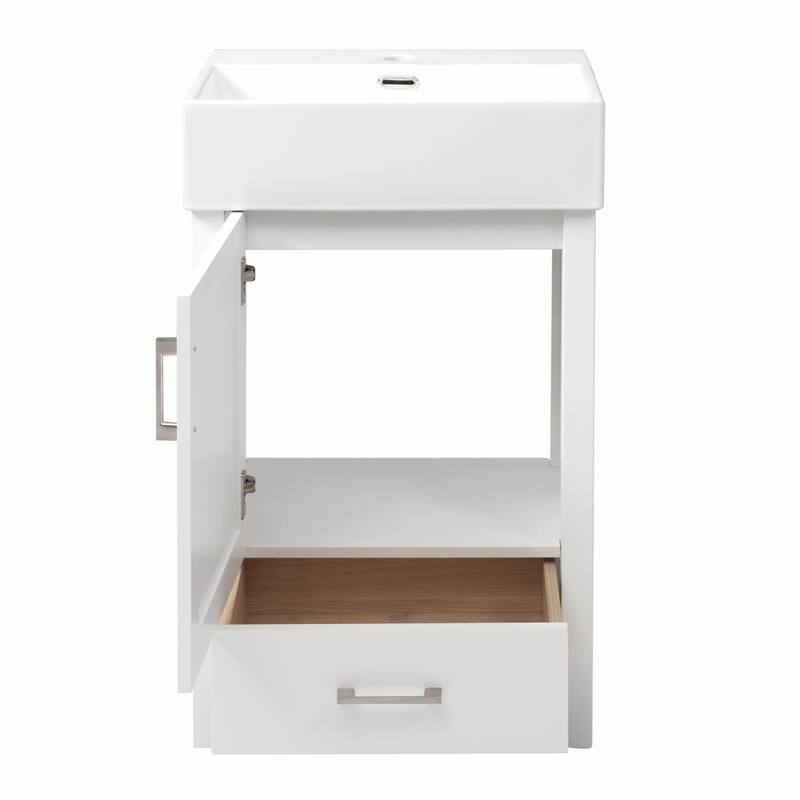 20.28'' Black Modern Bathroom Vanity with Ceramic Sink, Solid Wood Frame and Drawer